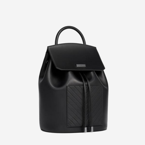 JW Drawstring Backpack Black Vegan Leather